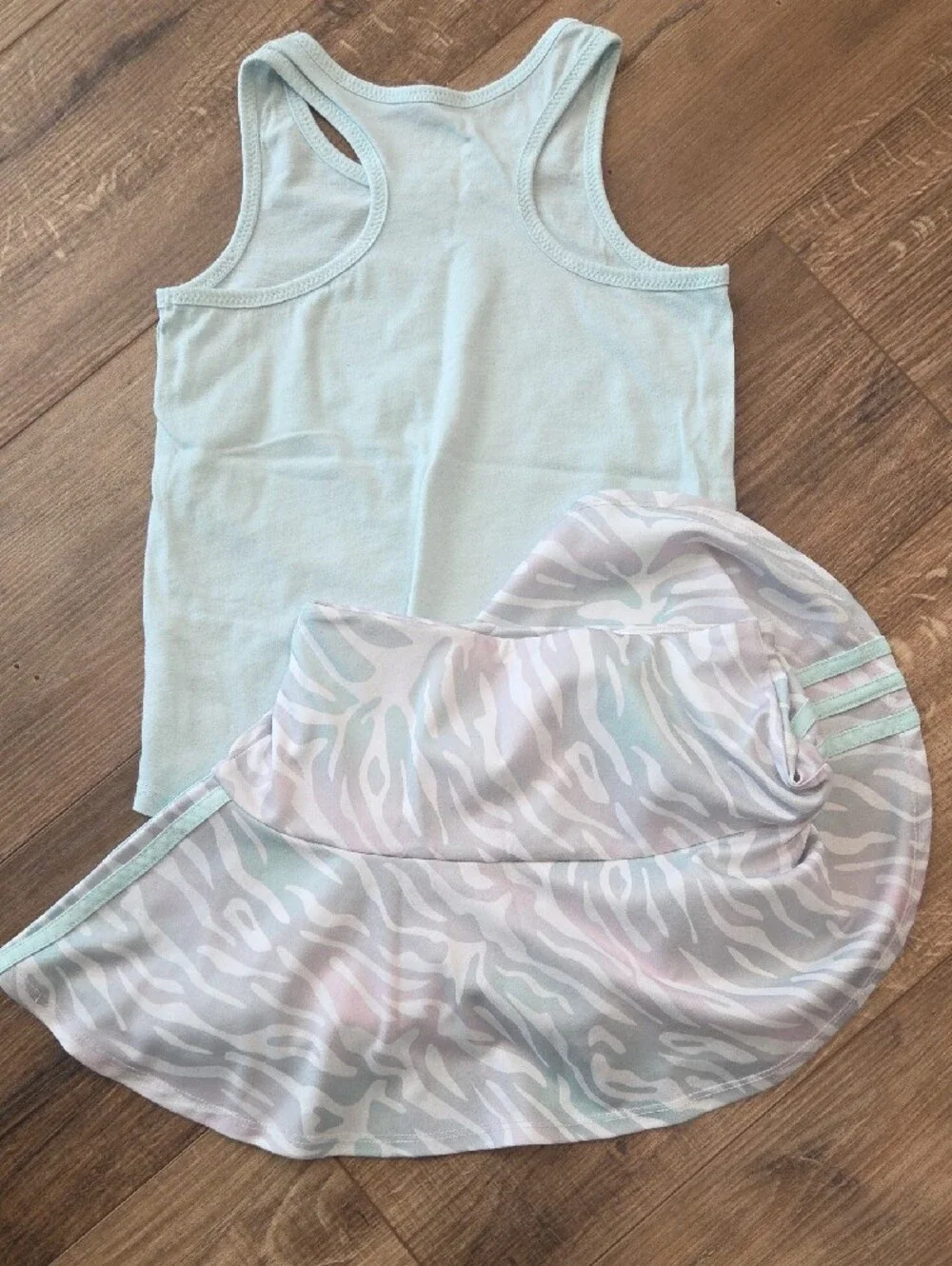 adidas Pastel Blue Tank with Multi-Pastel Zebra Skort